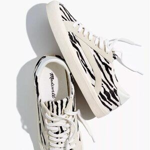 Madewell Sidewalk Low-Top Sneakers in Zebra Calf Hair Sneaker Sz 9